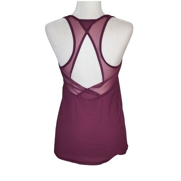 Lululemon Tranqui Tank Mesh Open Back Top Red Grape - Picture 5 of 10